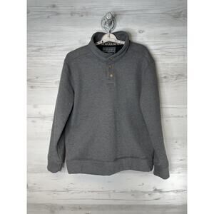 Oscar Sports Pullover Mens Medium Gray Mock Neck Snap Henley Fleece Lined